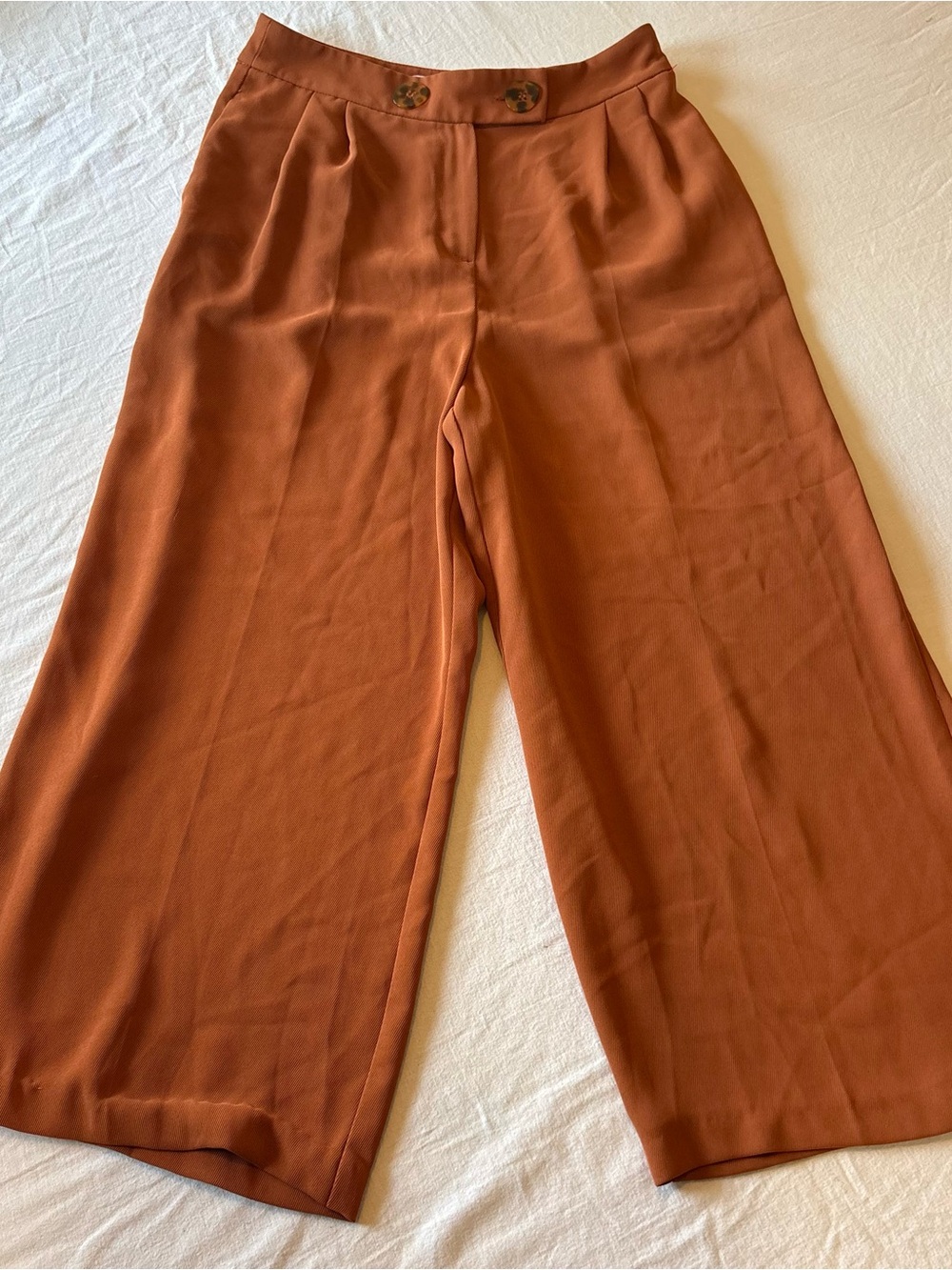 Topshop Rust Brown Wide-Leg Culotte Trousers